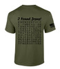 I Found Jesus Funny Crossword Puzzle Back Design men's Christian tee - front graphic
