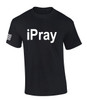 iPray American Flag Sleeve Jesus Christ Prayer men's Christian tee - front graphic