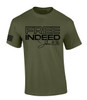 Free Indeed John 8:36 Scripture Flag Sleeve men's Christian tee - front graphic