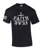 Faith Over Fear Nail Cross men's Christian tee - front graphic
