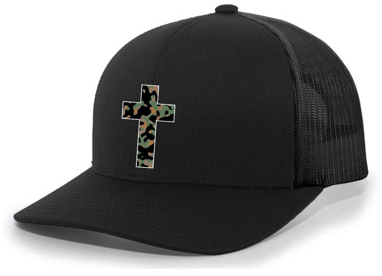 Adjustable Mesh Baseball Cap with Embroidered Cross Design, Gift Box Included Jerusalem Cross Leather Patch Ball Cap | The Catholic Company® main image 3