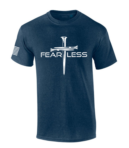Nail Cross Fearless men's Christian tee - front graphic
