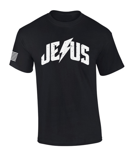 Jesus Christ Lightning Bolt men's Christian tee - front graphic