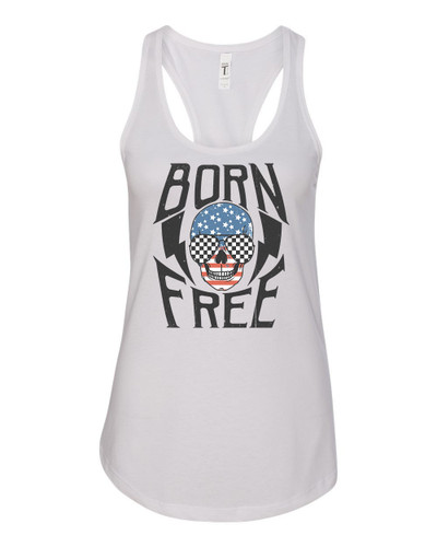 Women's Born Free Patriotic Fourth of July Independence Day Racerback Tank Top