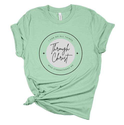 Wo I Can Do All Things Through Christ men's Christian tee - front graphic