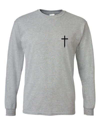 Mens Christian Tshirt Cross Crest Jesus Christian Long Sleeve T-shirt Graphic Tee