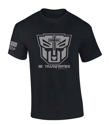 Be Transformed Romans 12:2 Scripture men's Christian tee - front graphic
