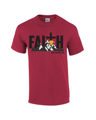 Faith Scenic Mountains Cross Matthew 17:10 Mens Christian Short Sleeve T-shirt Graphic Tee