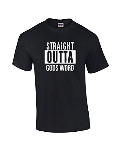 Striaght Out of Gods Word Black men's Christian tee - front graphic