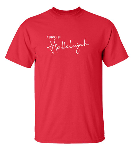 Raise a Hallelujah Holiday Christmas men's Christian tee - front graphic