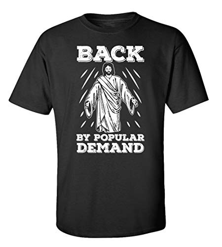 Funny Jesus: Back by Popular Demand Black men's Christian tee - front graphic