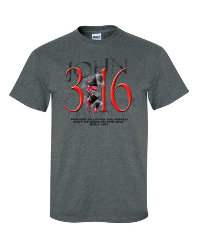 John 3:16 men's Christian tee - front graphic