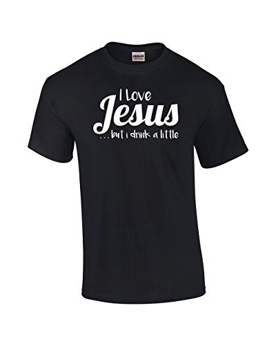 I Love Jesus But I Drink A Little Black men's Christian tee - front graphic