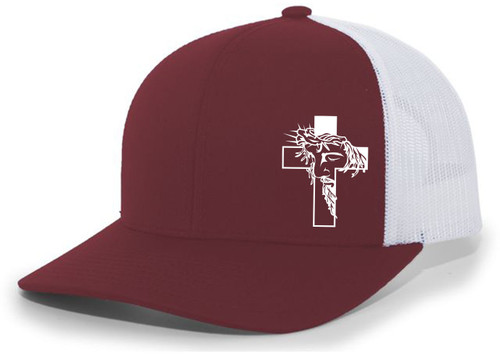 Jesus Cross Crown of Thorns Christian Men's Mesh Back Trucker Hat Baseball Cap