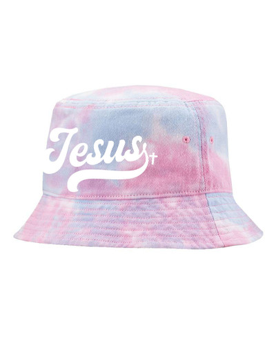 Women's Christian Jesus Cross Embroidered Cotton Tie Dye Bucket Hat