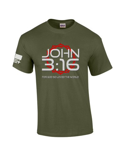 Mens Christian John 3:16 For God So Loved The World Scripture Short Sleeve T-shirt Graphic Tee