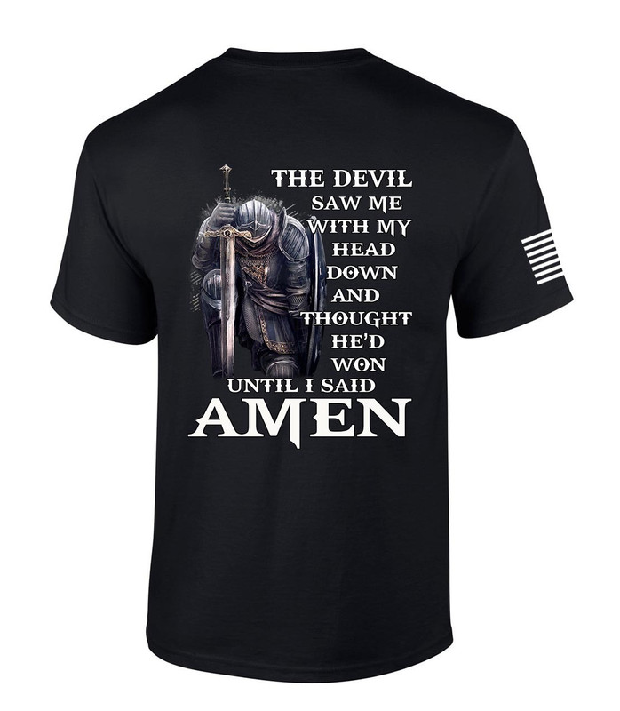 Mens Christian T-shirt Devil Thought He'd Won Short Sleeve T-shirt