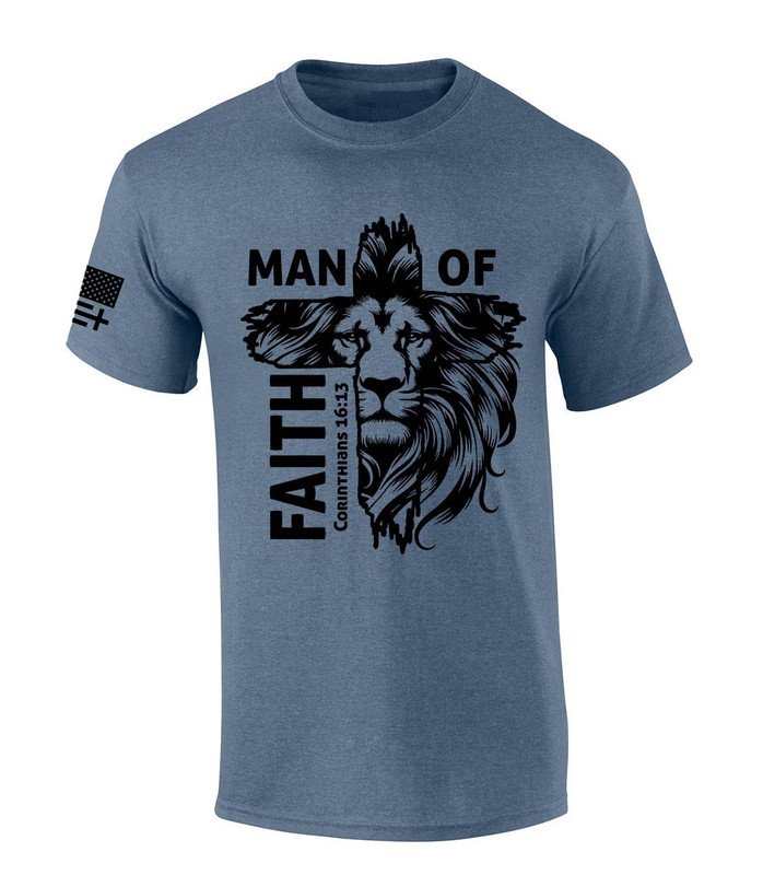 Man of Faith Corinthians 16:13 men's Christian tee - front graphic