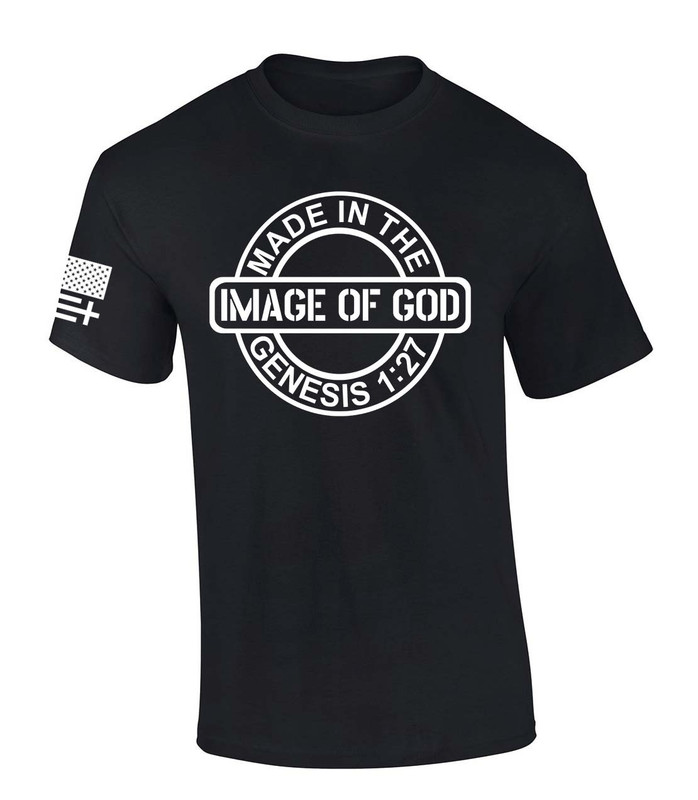 Made in the Image of God men's Christian tee - front graphic