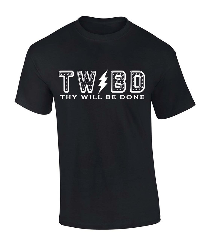 Thy Will Be Done Lighning Bolt men's Christian tee - front graphic