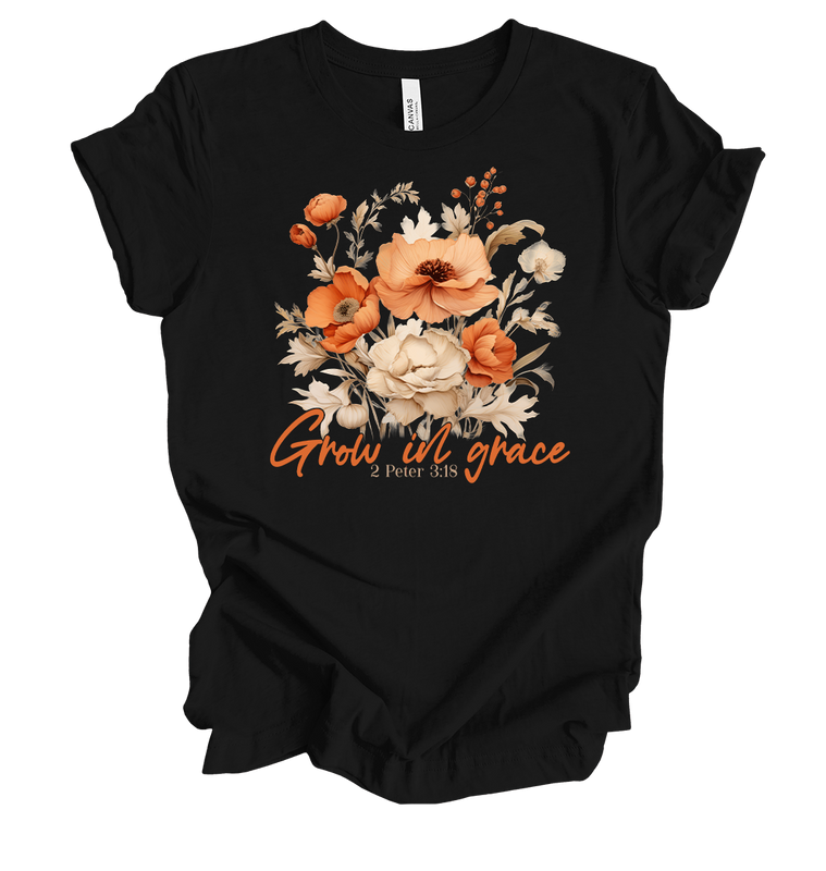 Trenz Shirt Company Fear Not Grow In Grace Flowers 2 Peter 3:18 Womens Christian Short Sleeve T-shirt