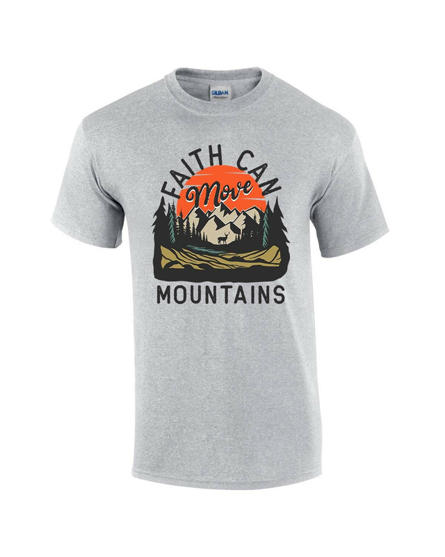 Faith Can Move Mountains Scenic View Mens Christian Short Sleeve T-shirt Graphic Tee