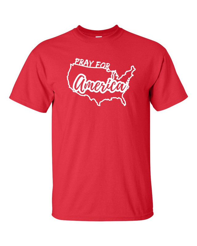 Pray For America men's Christian tee - front graphic