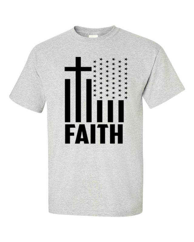 Faith Flag men's Christian tee - front graphic