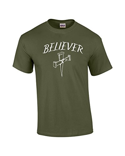 Believer with Cross military men's Christian tee - front graphic