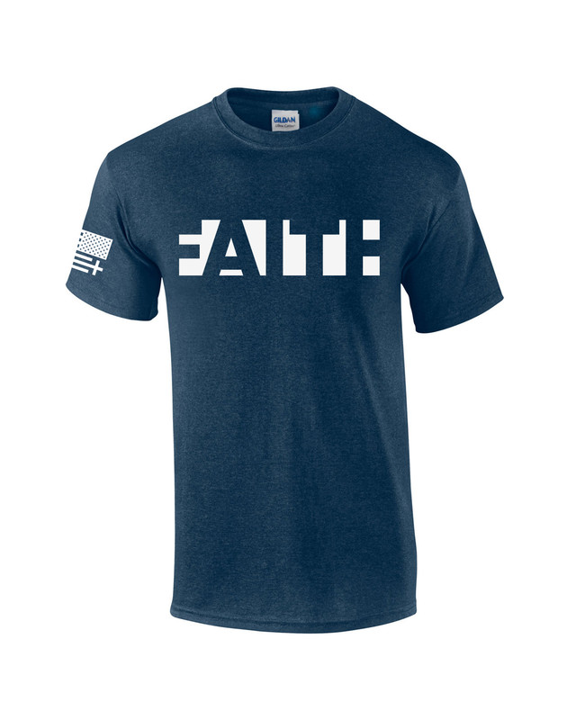Faith Jesus Christ American Flag men's Christian tee - front graphic