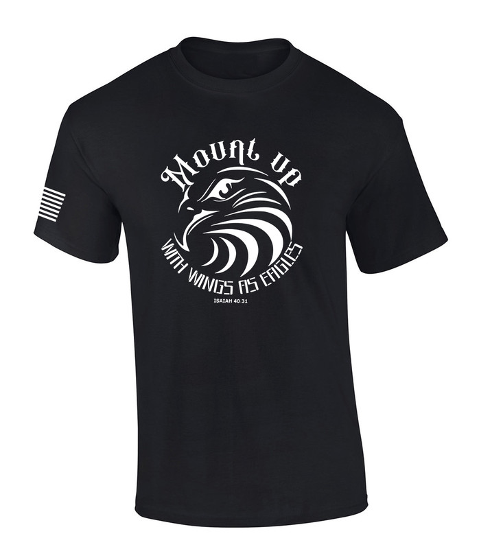 Mount Up With Wings As Eagles Isaiah 40:31 Bible Scripture men's Christian tee - front graphic