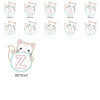 Fishing Kitty Alphabet  Embroidery Design Font