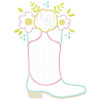 Floral Cowgirl Boot Satin and Zigzag Applique Machine Embroidery Design