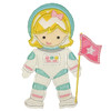 Astronaut Girl Satin and Zigzag Applique Embroidery Design