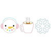 Snowman - Hot Cocoa - Snowflake Satin and Zigzag Applique Embroidery Design
