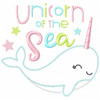 Unicorn of the Sea Narwhale Vintage and Chain Applique Embroidery Design
