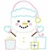 Christmas Snowman Satin and Zigzag Applique Machine Embroidery Design