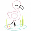 Wading Flamingo Vintage and Chain Applique Embroidery Design