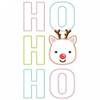 Reindeer Ho Ho Ho Satin and Zigzag Applique Embroidery Design