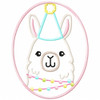 Birthday Llama Satin and Zigzag Applique  Embroidery Design