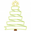 Ribbon Christmas Tree Vintage and Chain Applique Embroidery Design
