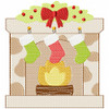 Christmas Hearth Sketch Fill and Simple Stitch Machine Embroidery Design