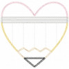 Heart pencil machine embroidery design for Back to School in chain stitch – available in 4x4, 5x7, 6x10, 8x8, and 9x14 sizes