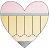 Heart pencil machine embroidery design for Back to School in sketch filled – available in 4x4, 5x7, 6x10, 8x8, and 9x14 sizes