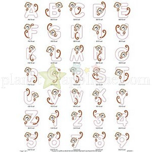 Monkey Alpha Embroidery Machine Design
