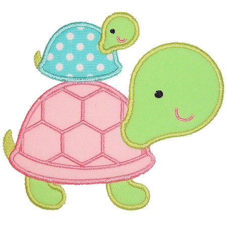 Stacked Turtles Applique Embroidery Machine Design
