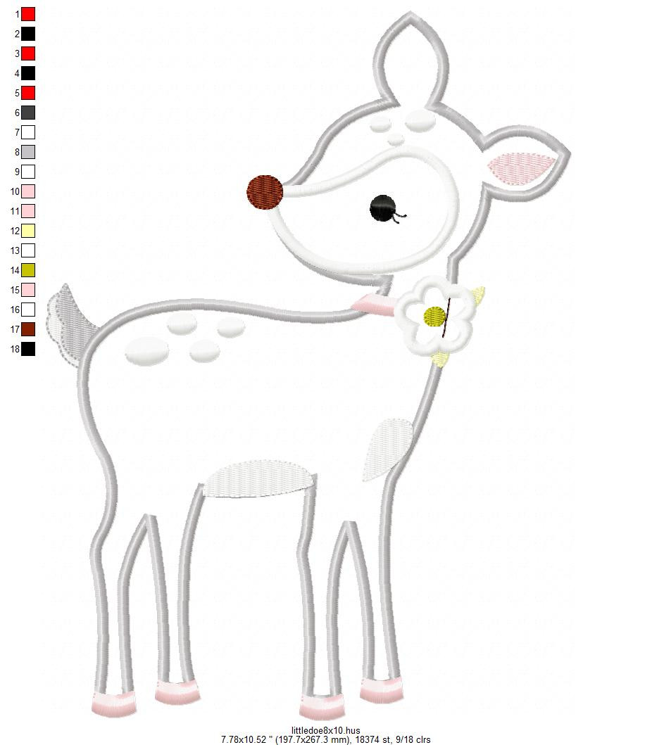 Little Doe Applique Embroidery Machine Design