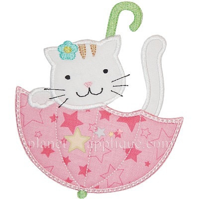 Spring Kitty Applique Embroidery Machine Design