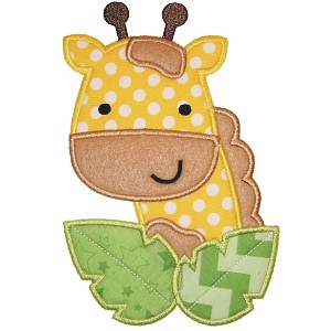Safari Giraffe Applique Embroidery Machine Design