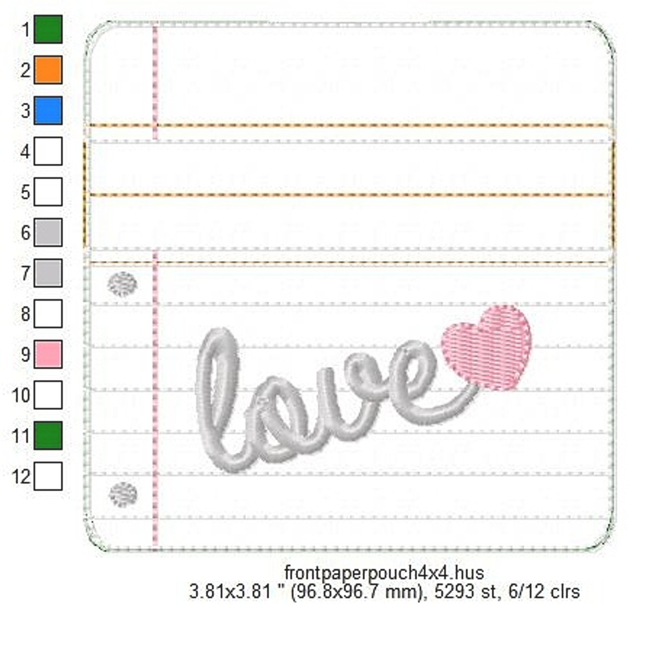 Mesh Zipper Pouch in the hoop machine embroidery design